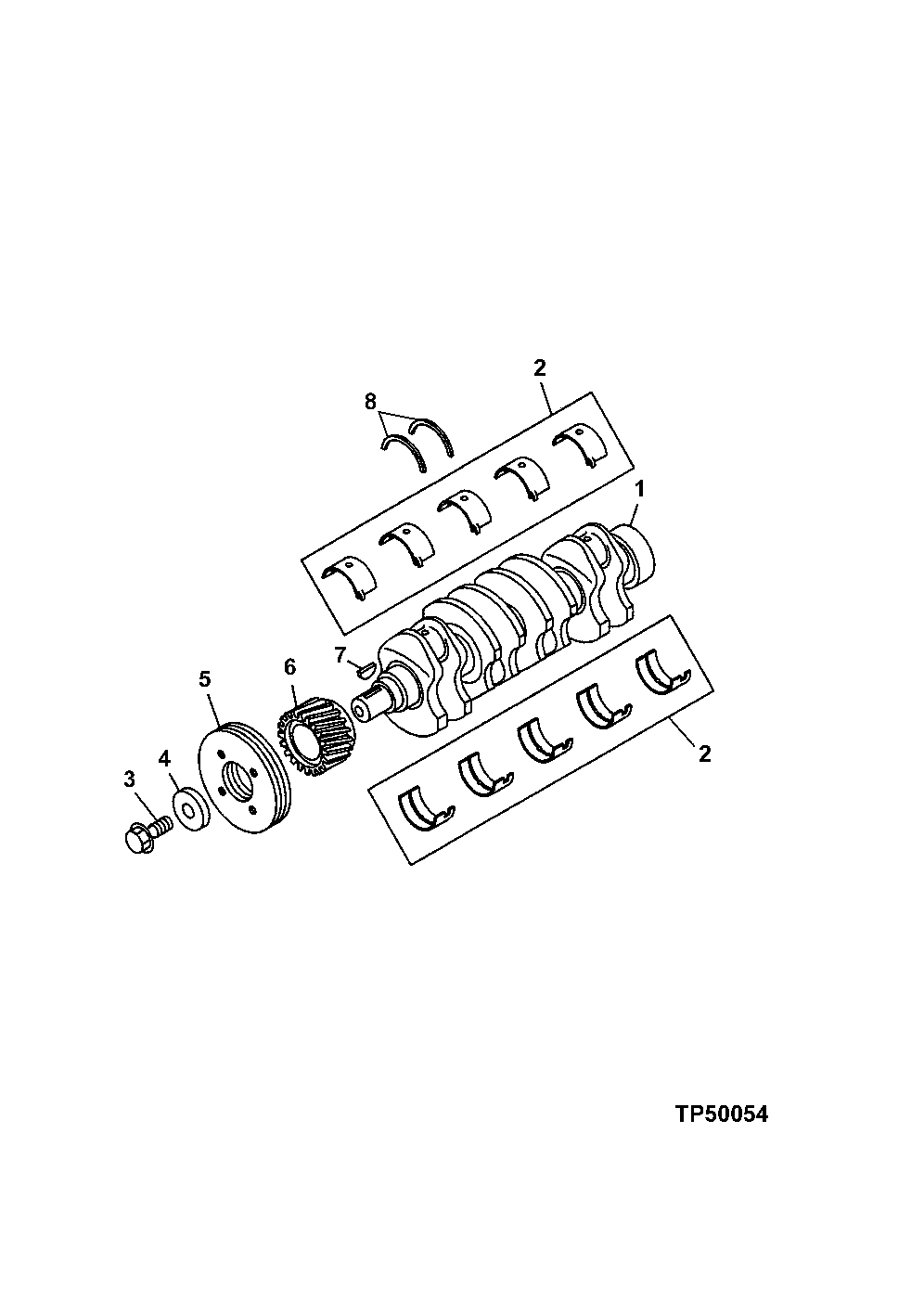 Схема запчастей John Deere 0ZTS - 17 - Crankshaft, Gear and Main Bearings 0401 Crankshaft And Main Bearing