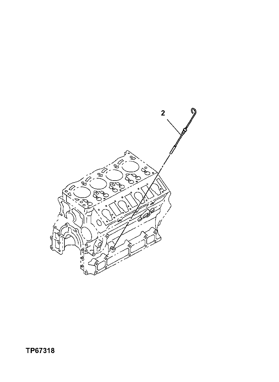 Схема запчастей John Deere 0ZTS - 28 - Engine Oil Dipstick 0407 Engine Oiling System