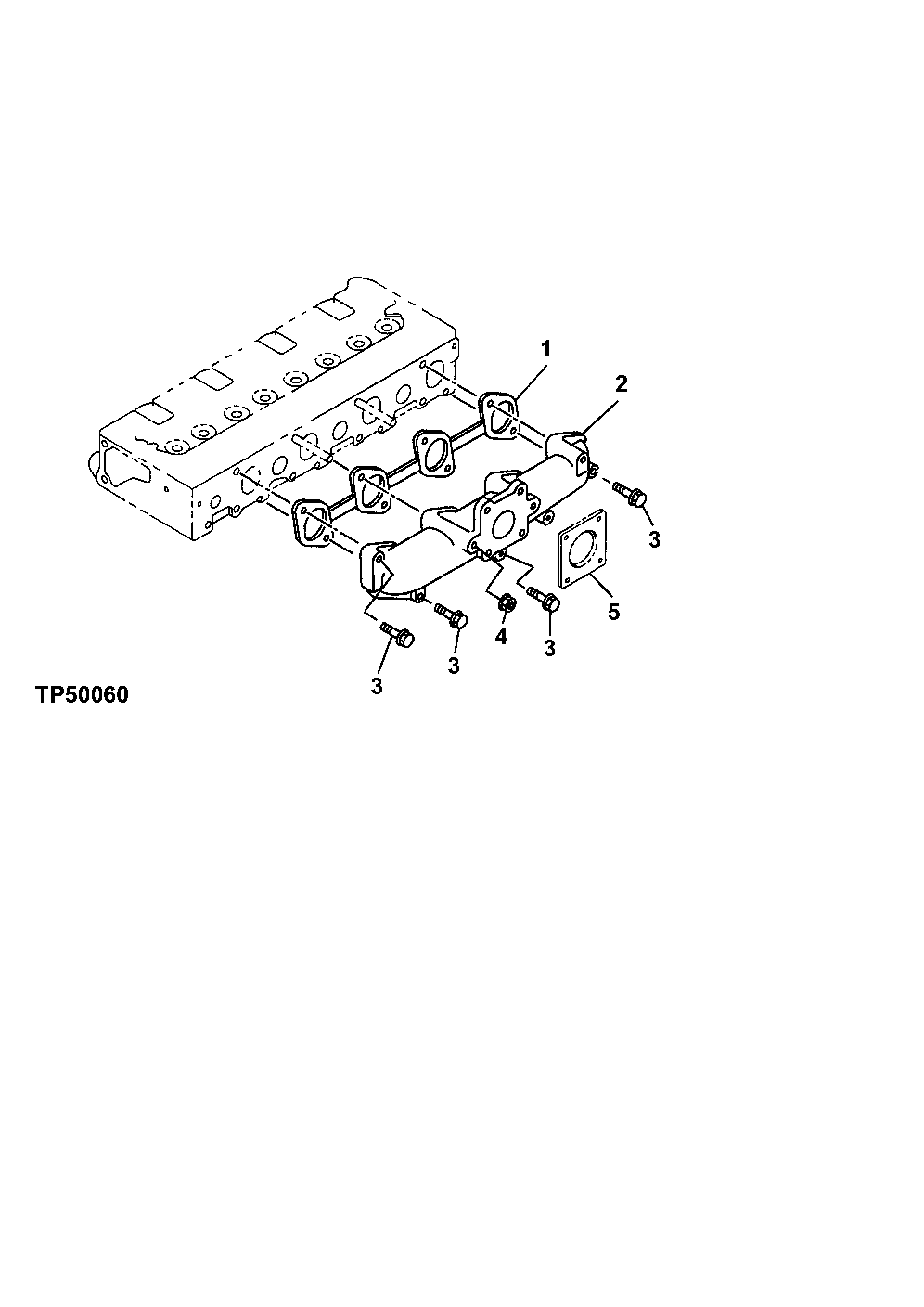 Схема запчастей John Deere 0ZTS - 34 - Exhaust Manifold 0410 Exhaust Manifold