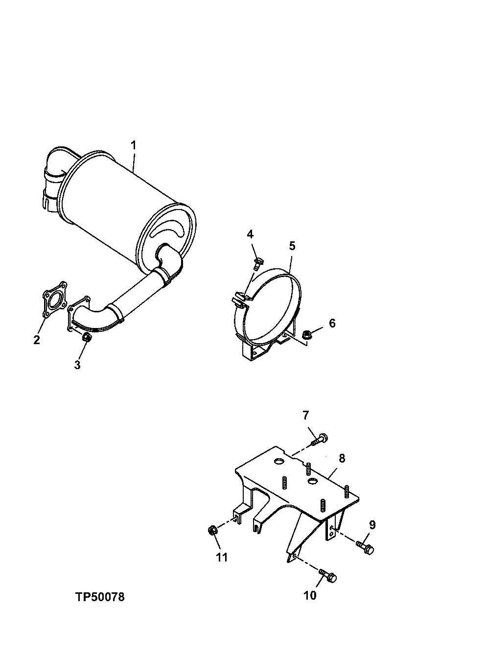 Схема запчастей John Deere 0ZTS - 56 - Muffler 0530 External Exhaust Systems