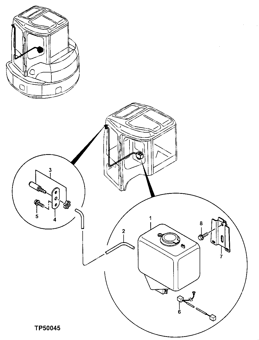 Схема запчастей John Deere 0ZTS - 82 - Window Washer 1810 Operator Enclosure