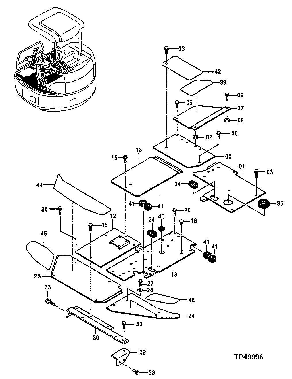 Схема запчастей John Deere 0ZTS - 85 - FLOOR PARTS 1810 Operator Enclosure