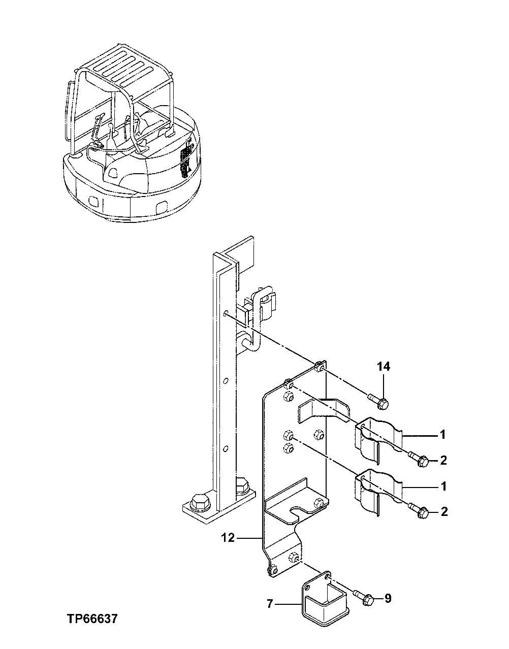 Схема запчастей John Deere 0ZTS - 87 - Grease Gun Holder 1810 Operator Enclosure