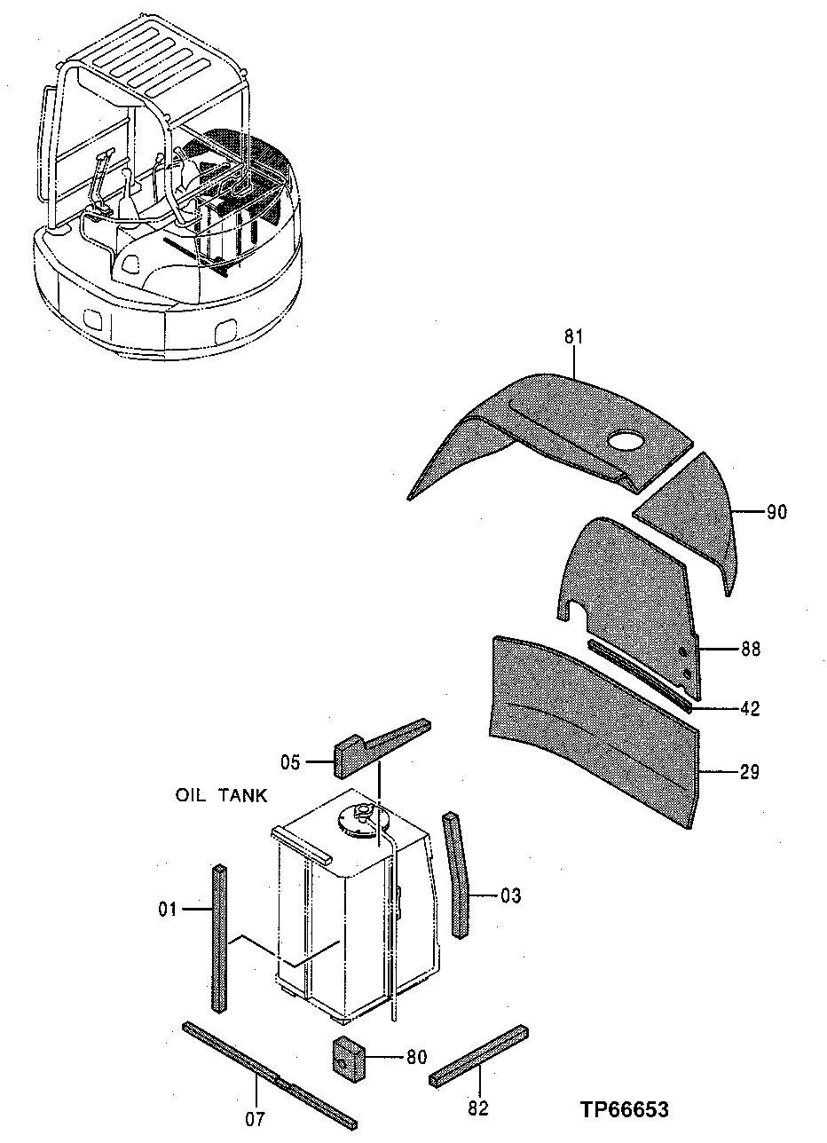 Схема запчастей John Deere 0ZTS - 99 - Isolator 1910 Hood Or Engine Enclosure