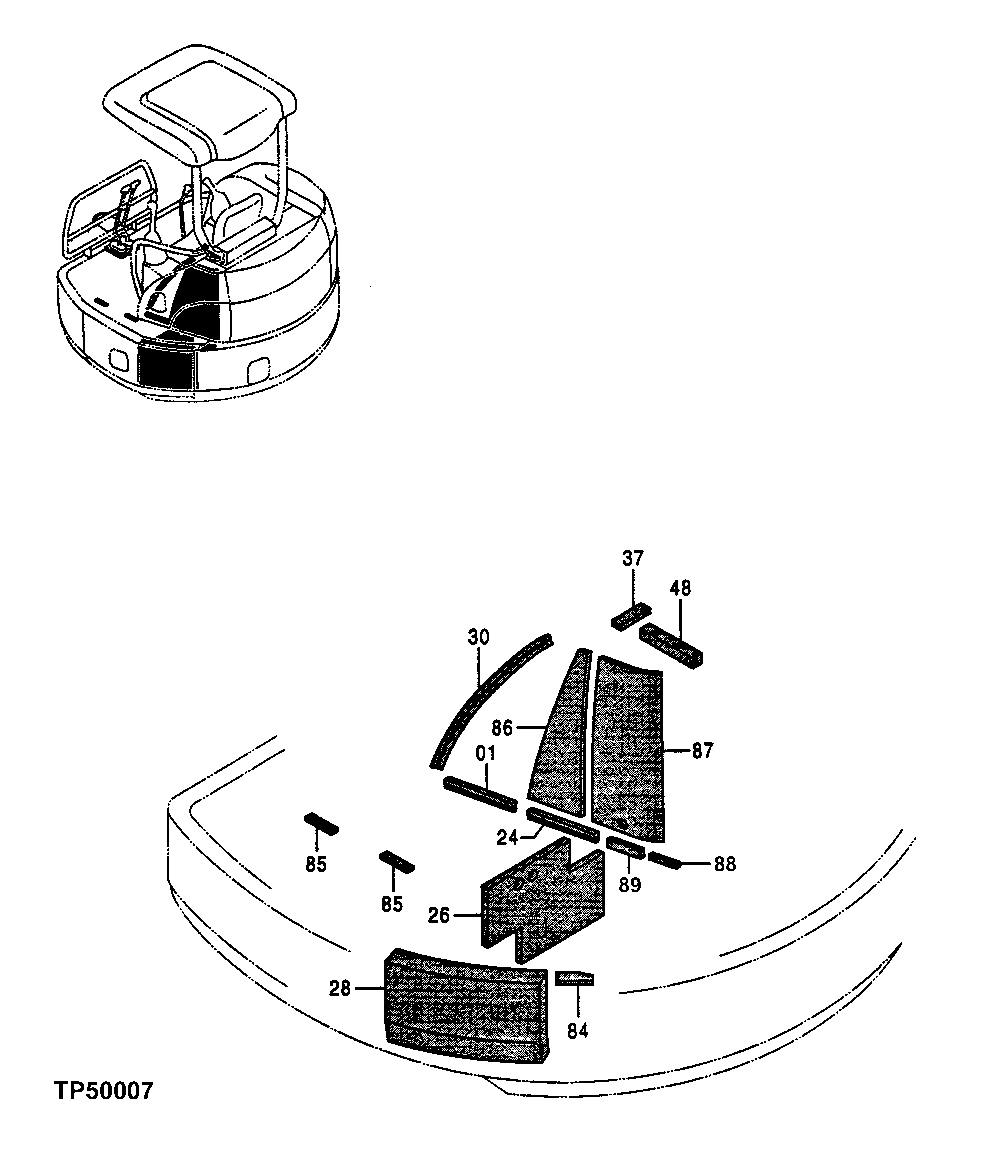 Схема запчастей John Deere 0ZTS - 101 - Isolator 1910 Hood Or Engine Enclosure