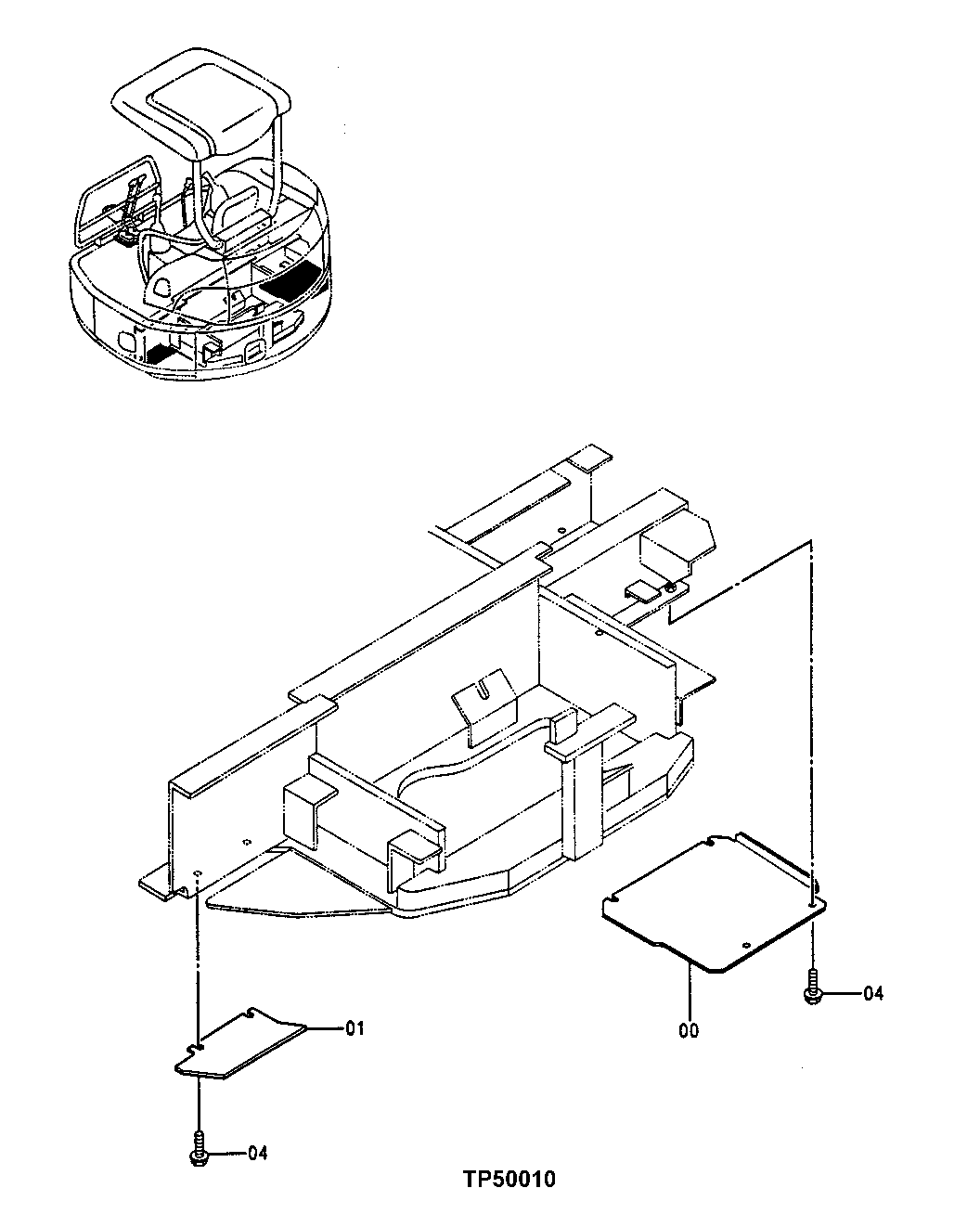 Схема запчастей John Deere 0ZTS - 103 - Under Cover 1910 Hood Or Engine Enclosure