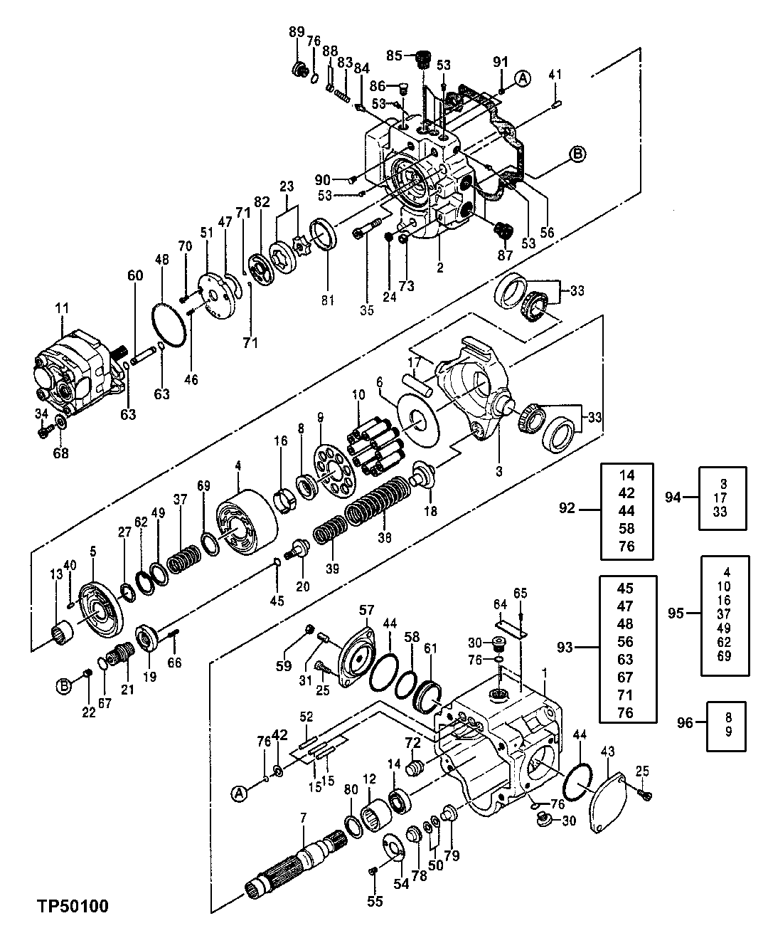 Схема запчастей John Deere 0ZTS - 108 - Main Hydraulic Pump Components 2160 Vehicle Hydraulics