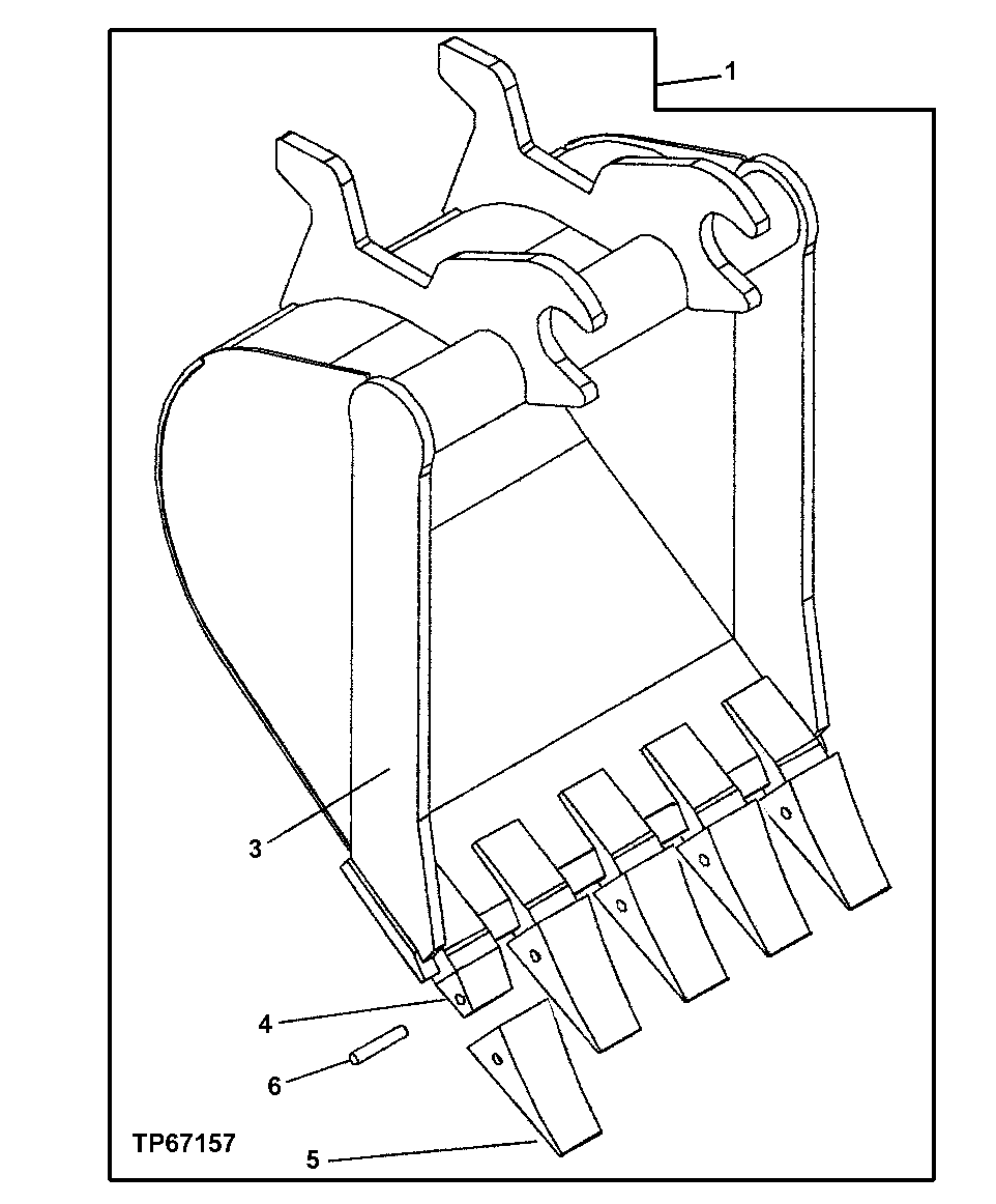 Схема запчастей John Deere 0ZTS - 117 - HEAVY DUTY BUCKET (30 INCH, 6.8 CU FT) 3302 BUCKETS, TEETH, SHANKS AND SIDECUTTERS