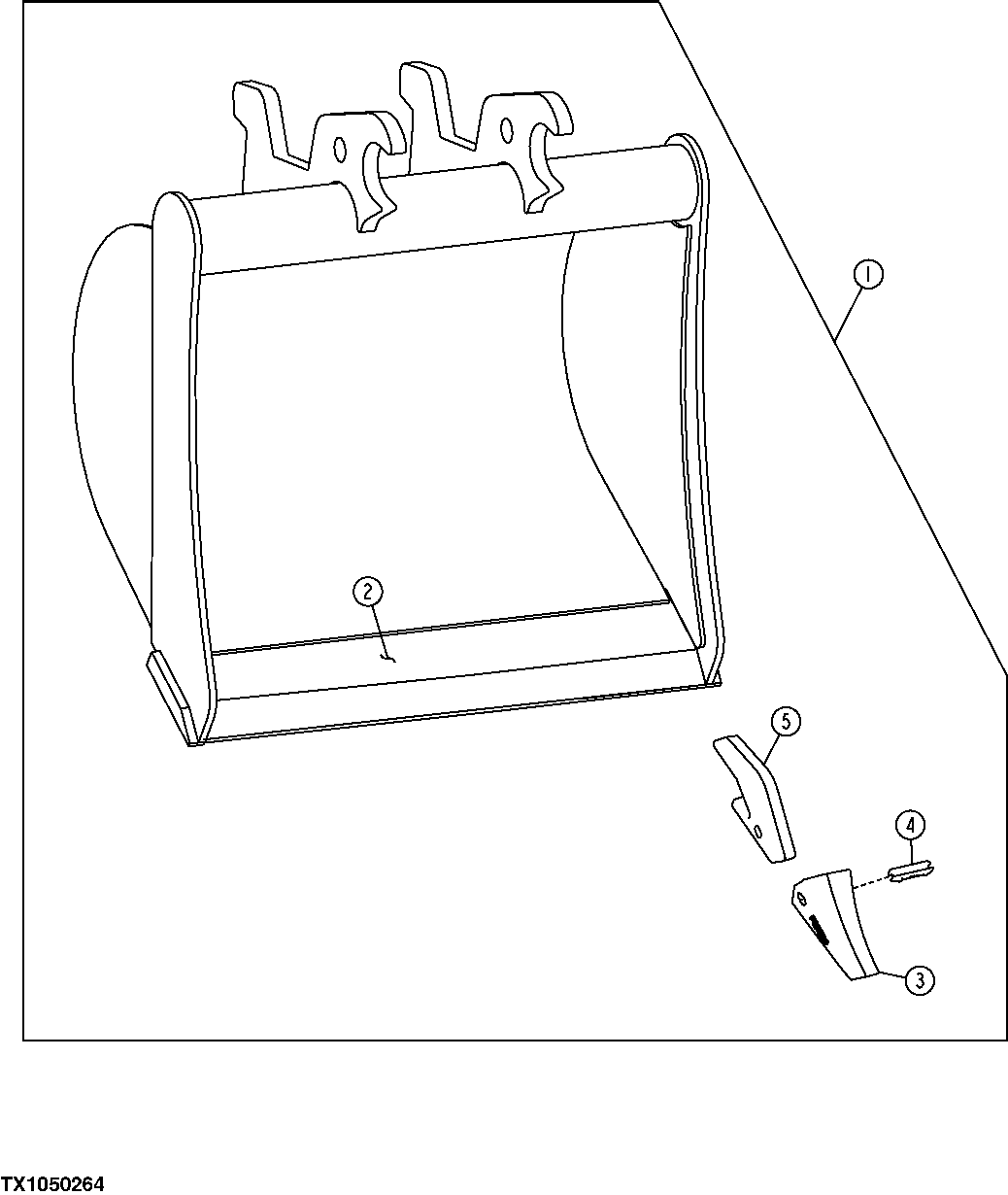 Схема запчастей John Deere 0ZTS - 118 - HEAVY DUTY BUCKET (30", 6.8 CUBIC FOOT) 3302 BUCKETS, TEETH, SHANKS AND SIDECUTTERS