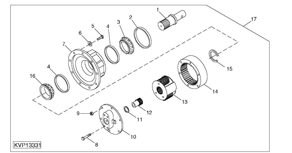 Схема запчастей John Deere 0ZTS - 136 - GEAR (PLANETARY) 3302 BUCKETS, TEETH, SHANKS AND SIDECUTTERS