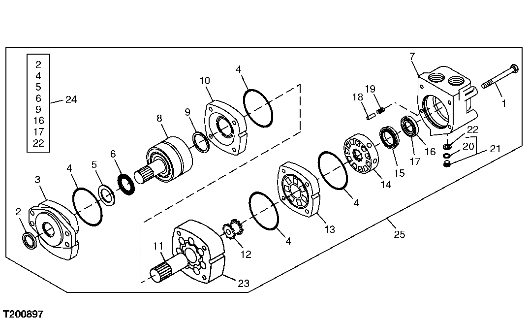 Схема запчастей John Deere 0ZTS - 137 - AUGER MOTOR (COMPONENTS) 3302 BUCKETS, TEETH, SHANKS AND SIDECUTTERS