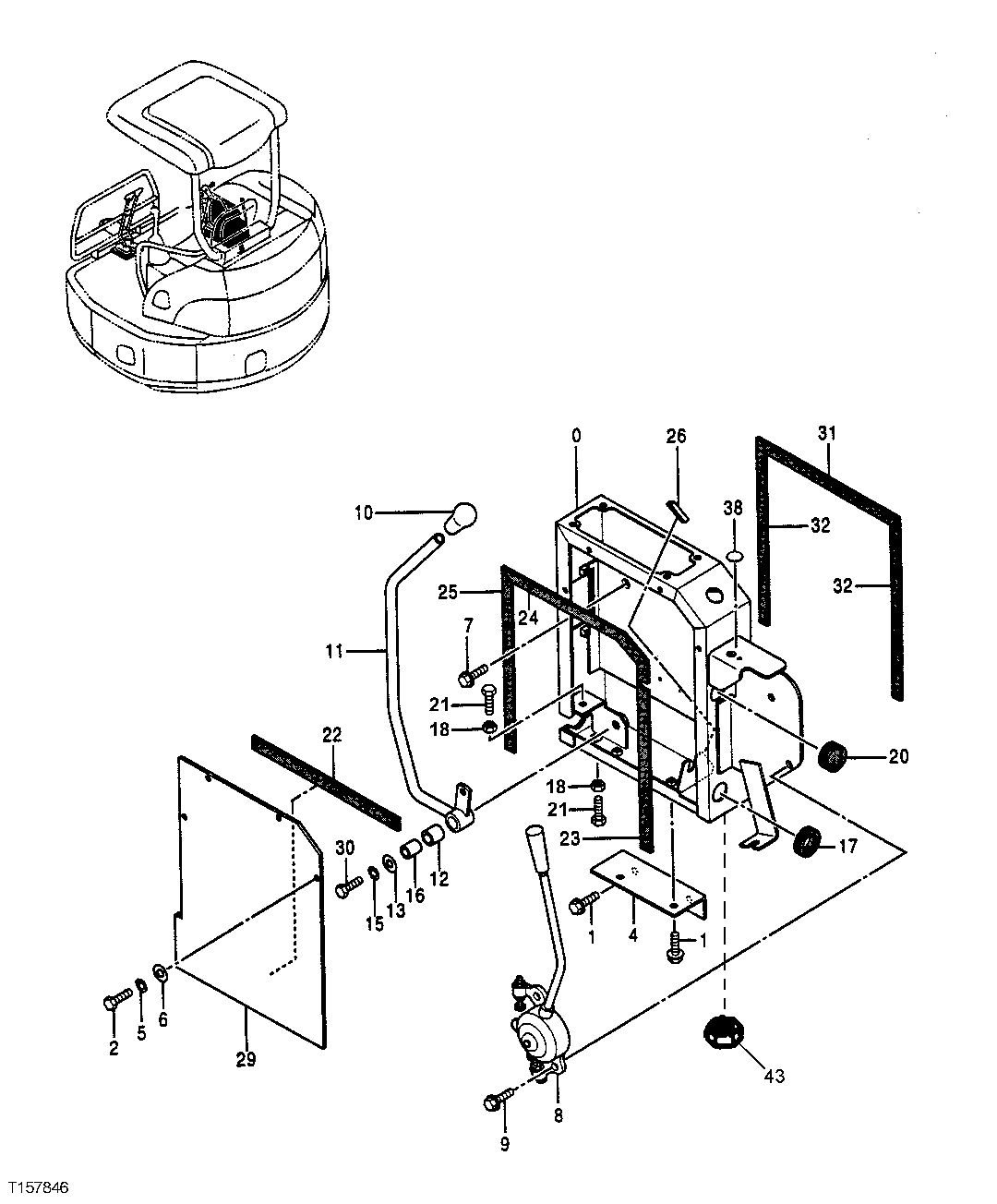 Схема запчастей John Deere 0ZTS - 139 - CONTROL BOX 3315 Controls Linkage