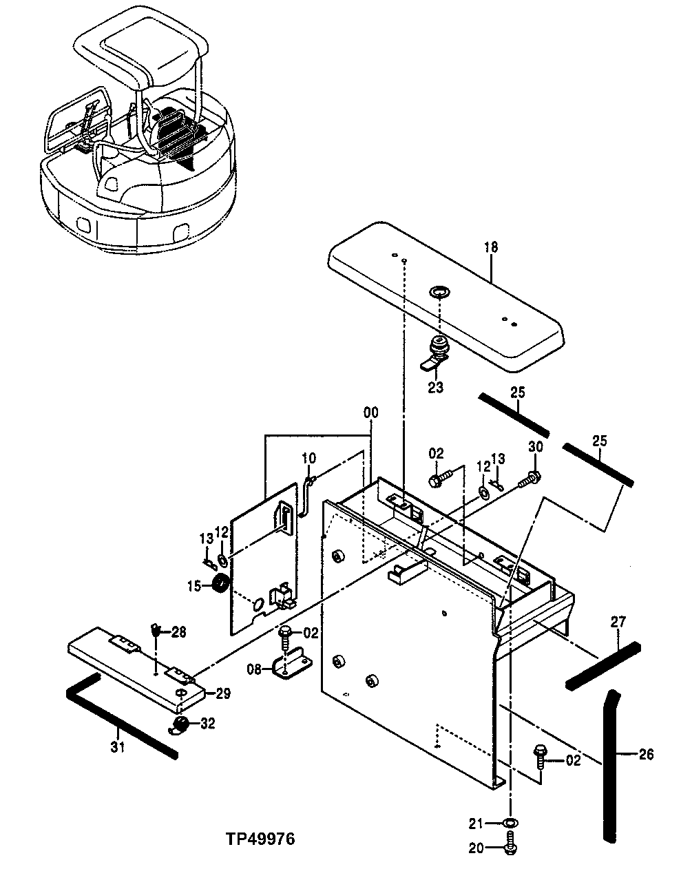 Схема запчастей John Deere 0ZTS - 140 - Console 3315 Controls Linkage