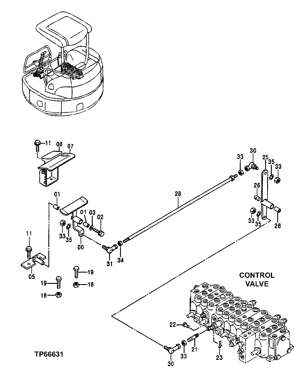 Схема запчастей John Deere 0ZTS - 147 - Attachment Pedal 3315 Controls Linkage