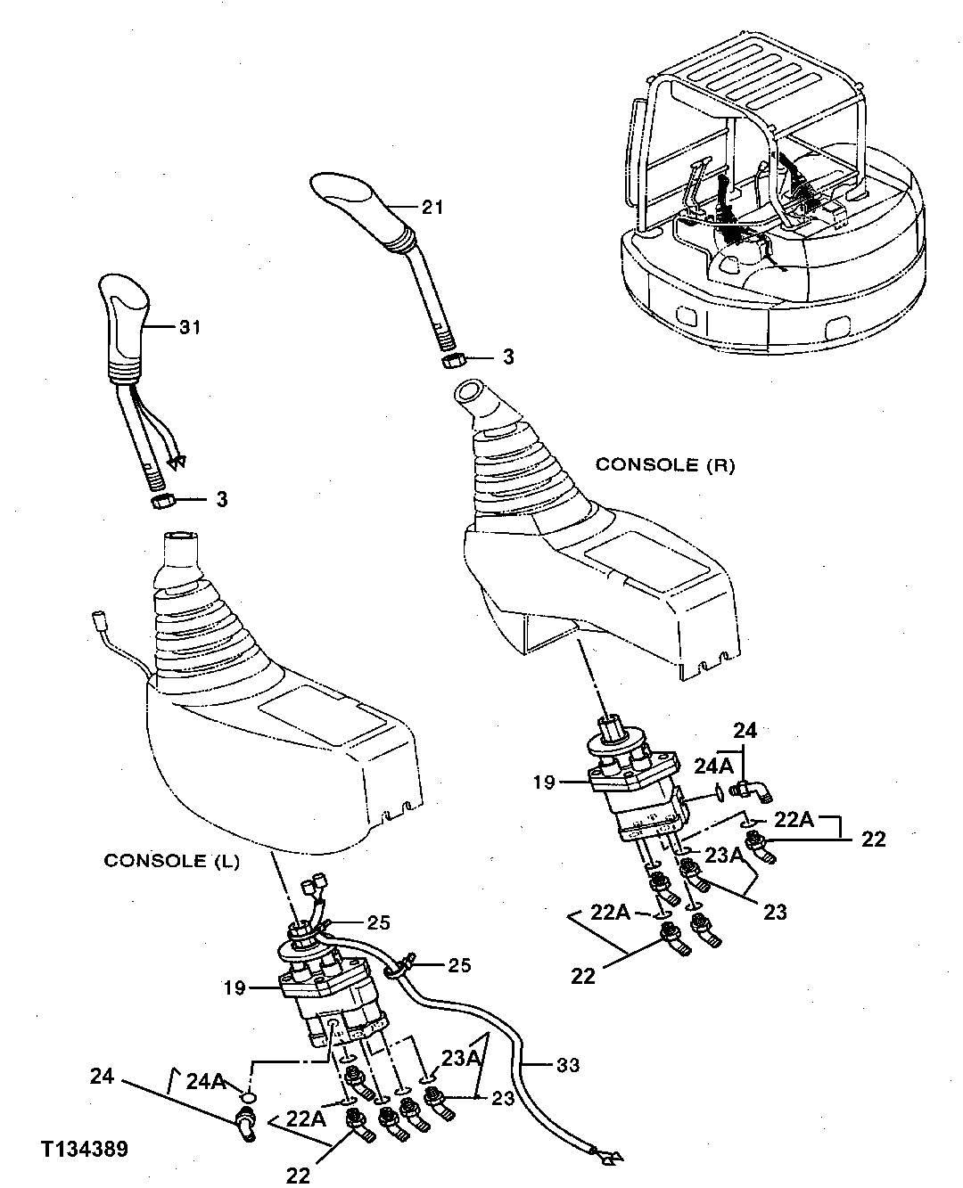 Схема запчастей John Deere 0ZTS - 148 - Pilot Valve (Front, Swing) 3315 Controls Linkage