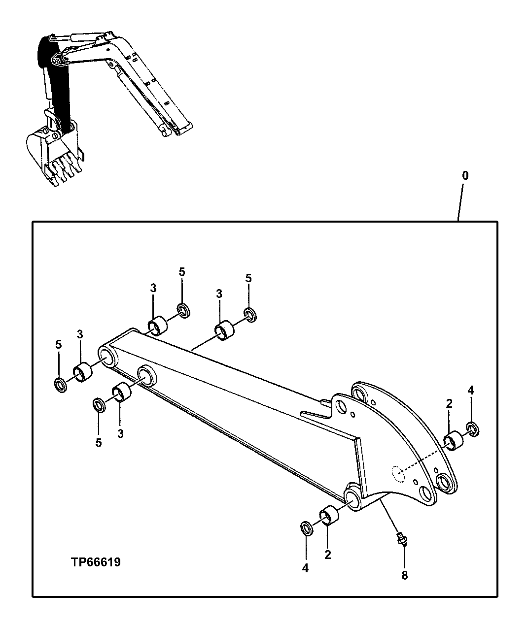 Схема запчастей John Deere 0ZTS - 152 - STANDARD ARM 1.34M 3340 BACKHOE AND EXCAVATOR FRAMES