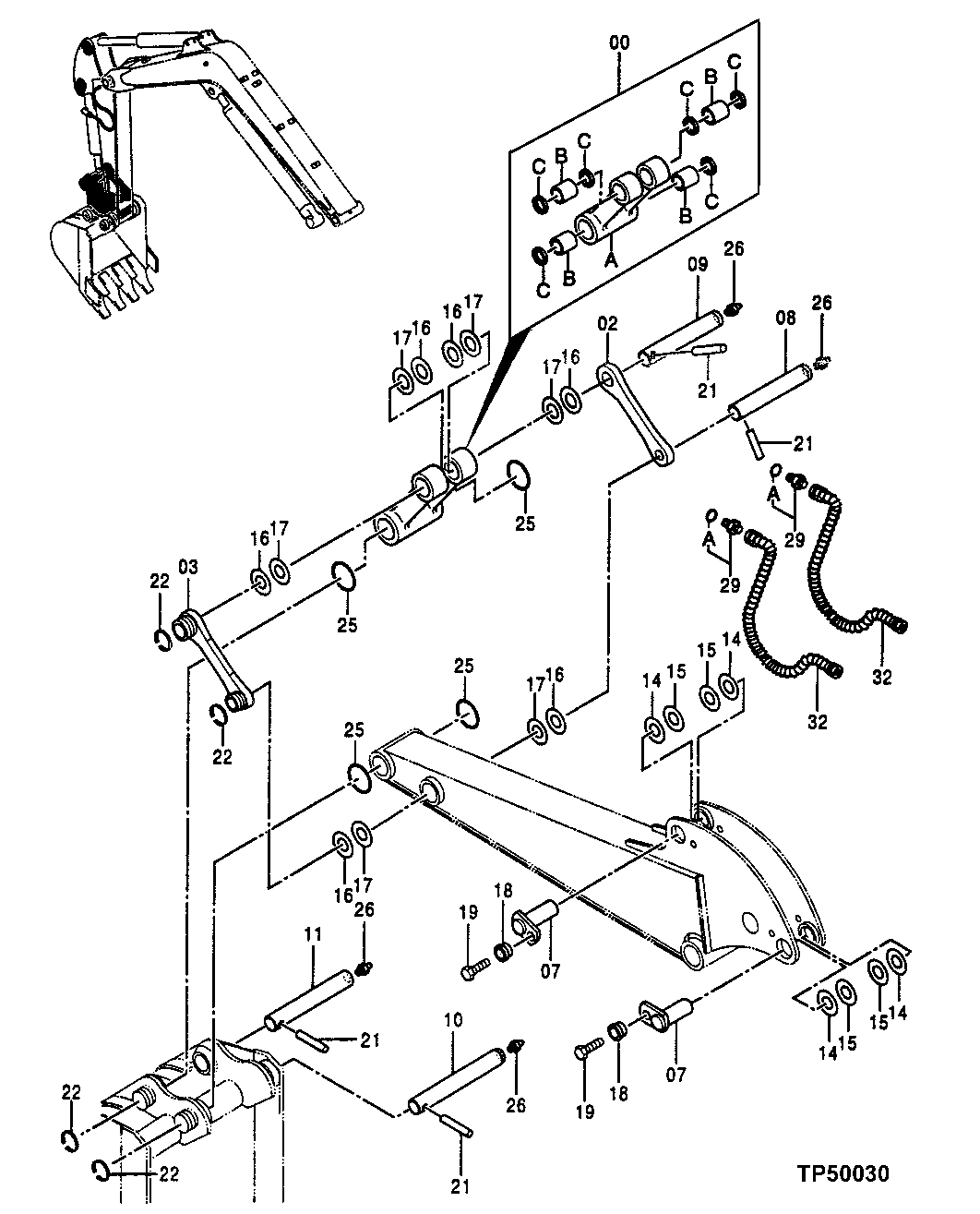 Схема запчастей John Deere 0ZTS - 153 - ARM SUPPORT 3340 BACKHOE AND EXCAVATOR FRAMES