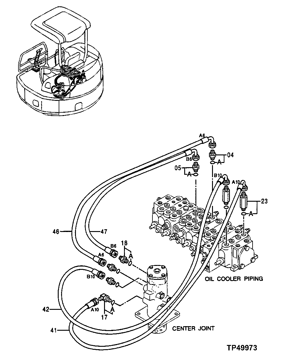 Схема запчастей John Deere 0ZTS - 167 - MAIN PIPINGS 3360 HYDRAULIC SYSTEM