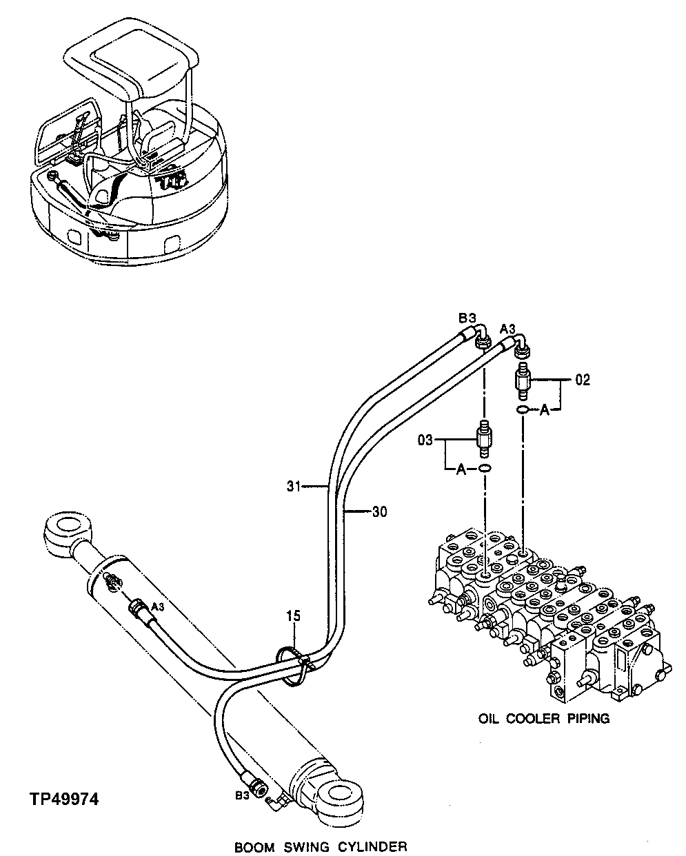 Схема запчастей John Deere 0ZTS - 168 - MAIN PIPINGS 3360 HYDRAULIC SYSTEM