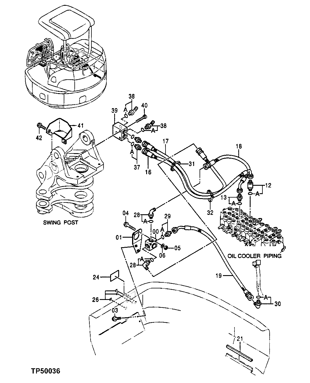 Схема запчастей John Deere 0ZTS - 171 - AUXILIARY PIPING (UPPERSTRUCTURE) 3360 HYDRAULIC SYSTEM