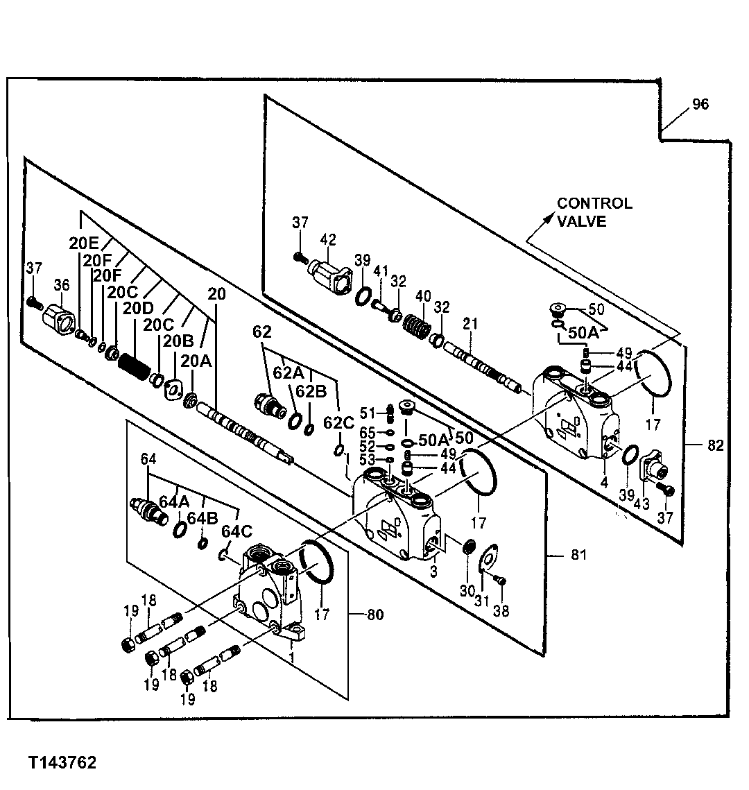 Схема запчастей John Deere 0ZTS - 173 - Swing And Backfill Blade Control Valve, And Endcap 3360 HYDRAULIC SYSTEM