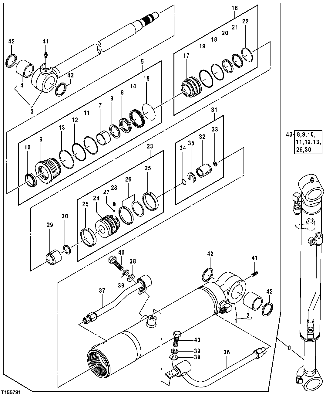 Схема запчастей John Deere 0ZTS - 186 - Arm Cylinder 3360 HYDRAULIC SYSTEM