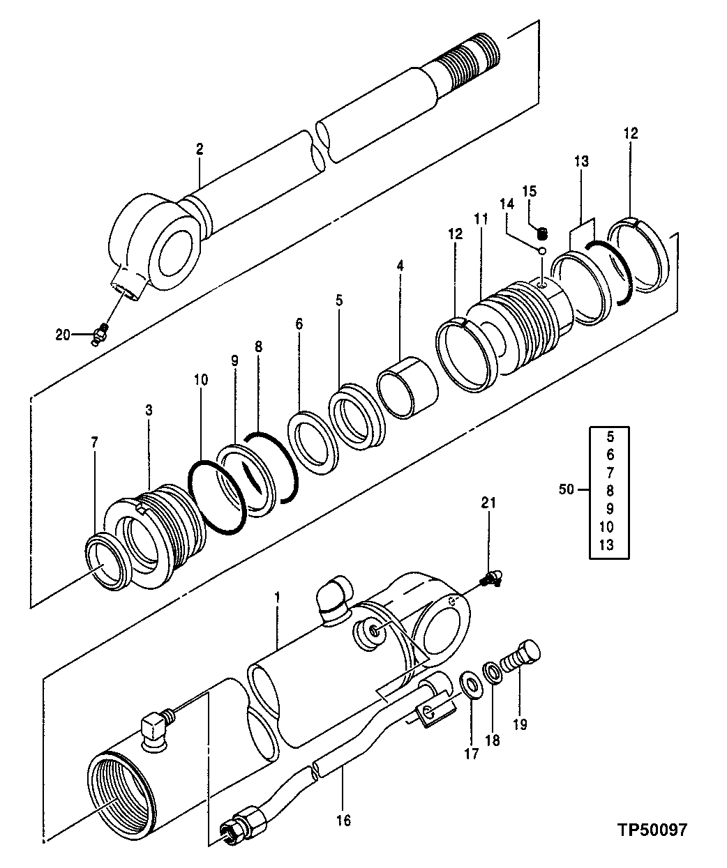 Схема запчастей John Deere 0ZTS - 188 - Bucket Cylinder 3360 HYDRAULIC SYSTEM