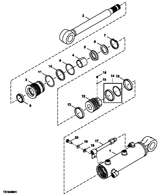 Схема запчастей John Deere 0ZTS - 190 - BACKFILL BLADE CYLINDER 3360 HYDRAULIC SYSTEM