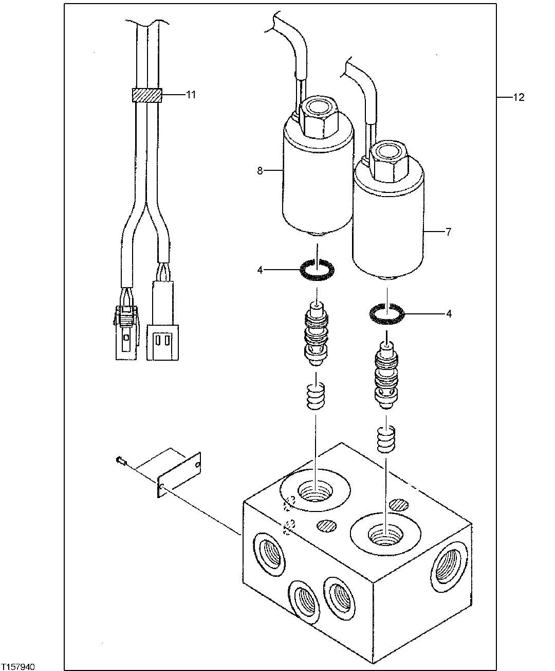 Схема запчастей John Deere 0ZTS - 160 - Solenoid Valve Components 3360 HYDRAULIC SYSTEM