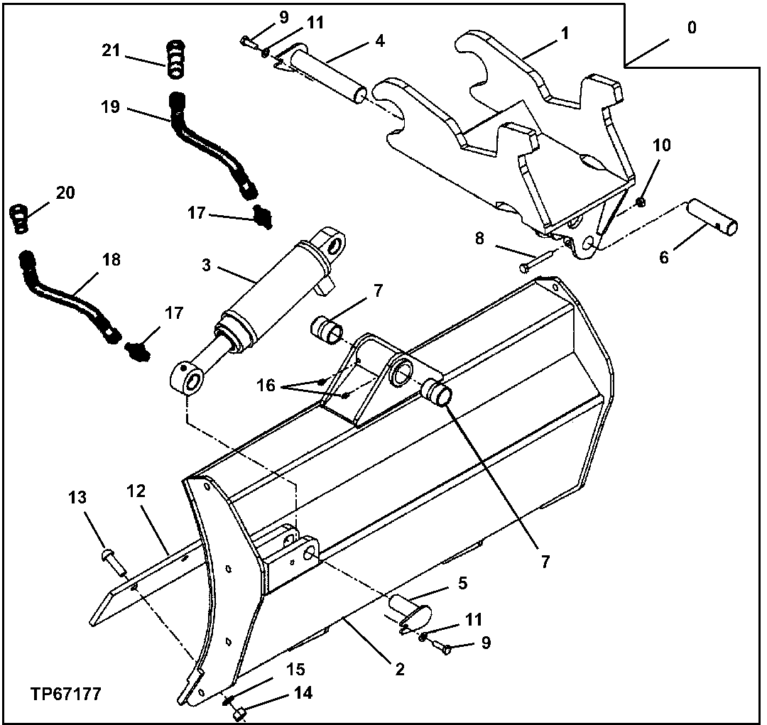 Схема запчастей John Deere 0ZTS - 205 - Hydraulic Tilt Blade 3401 BLADES