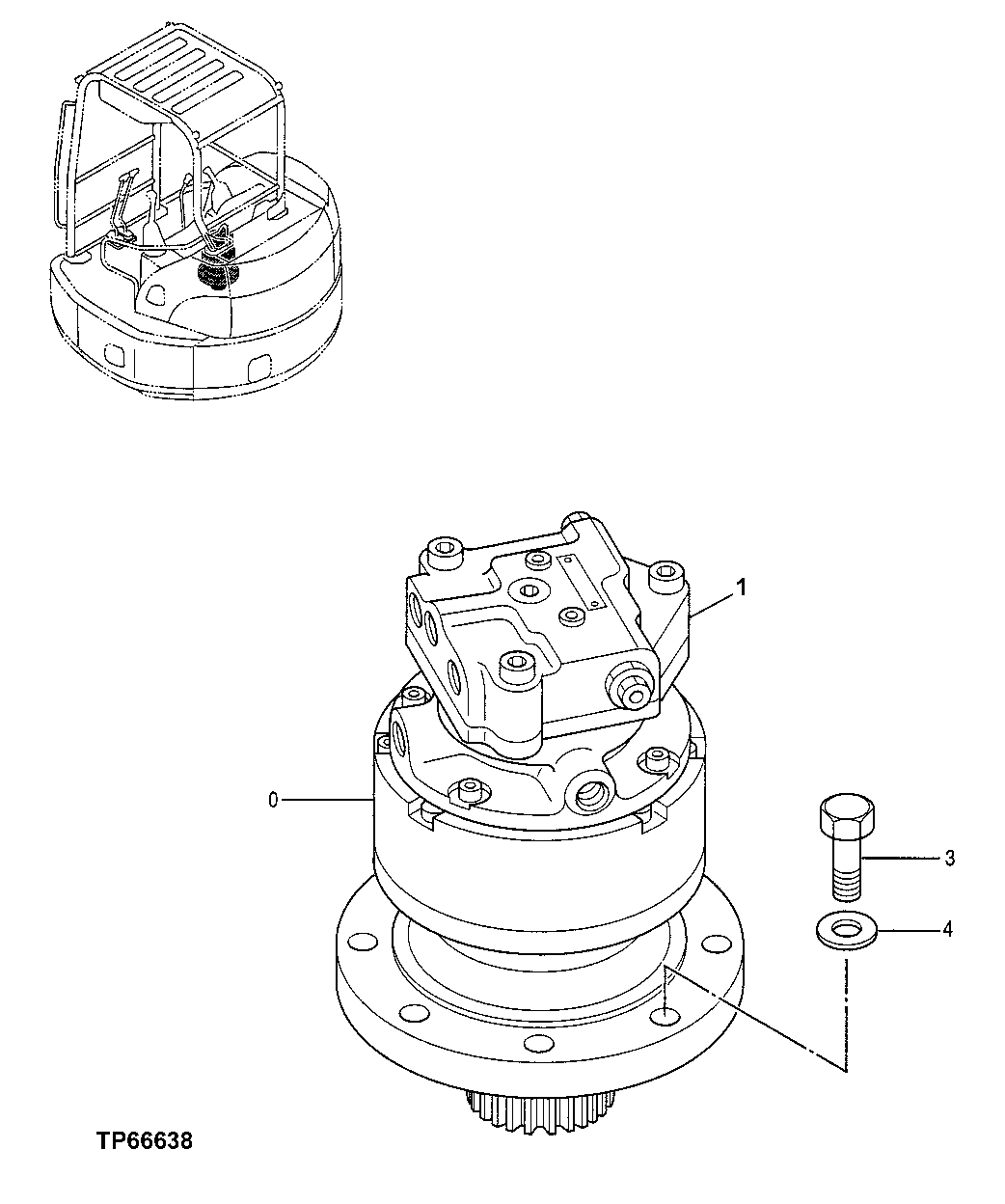 Схема запчастей John Deere 0ZTS - 207 - Swing Device 4360 Hydraulics