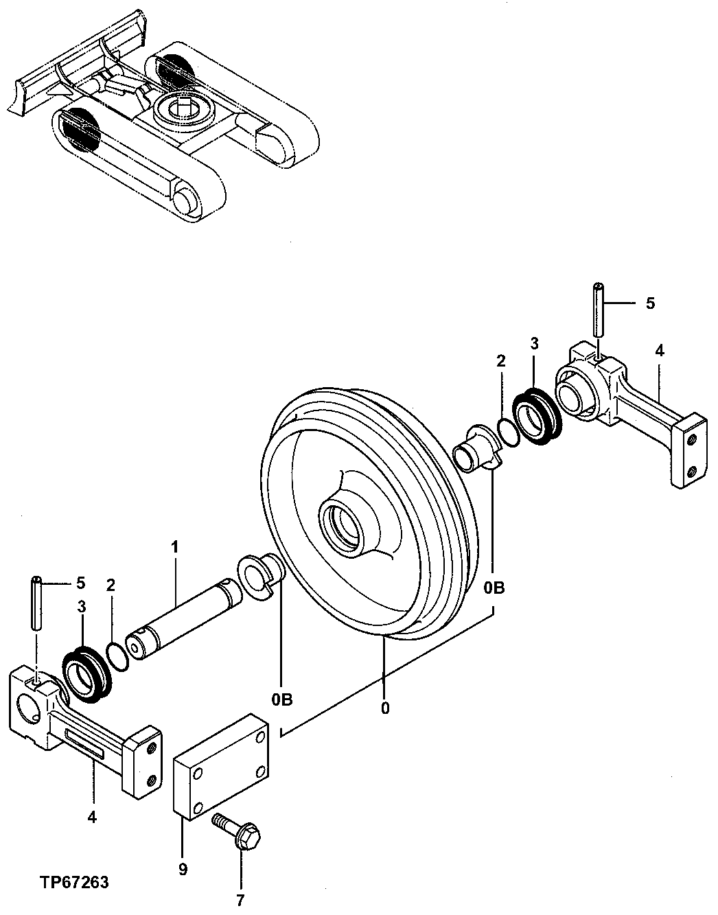 Схема запчастей John Deere 7ZTS - 2 - Front Idler 0130 Track Systems