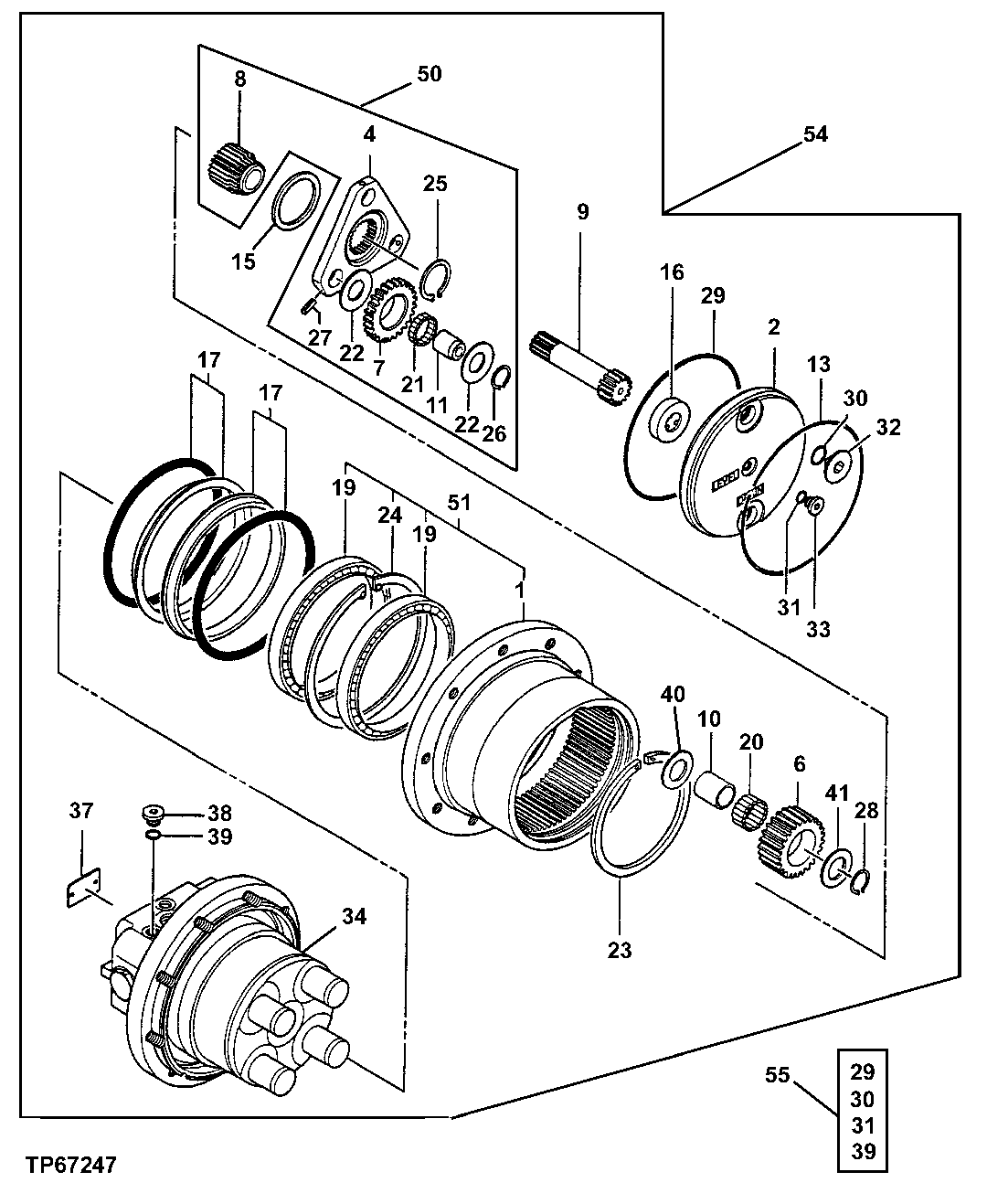 Схема запчастей John Deere 7ZTS - 10 - PROPEL MOTOR 0260 HYDRAULIC SYSTEM