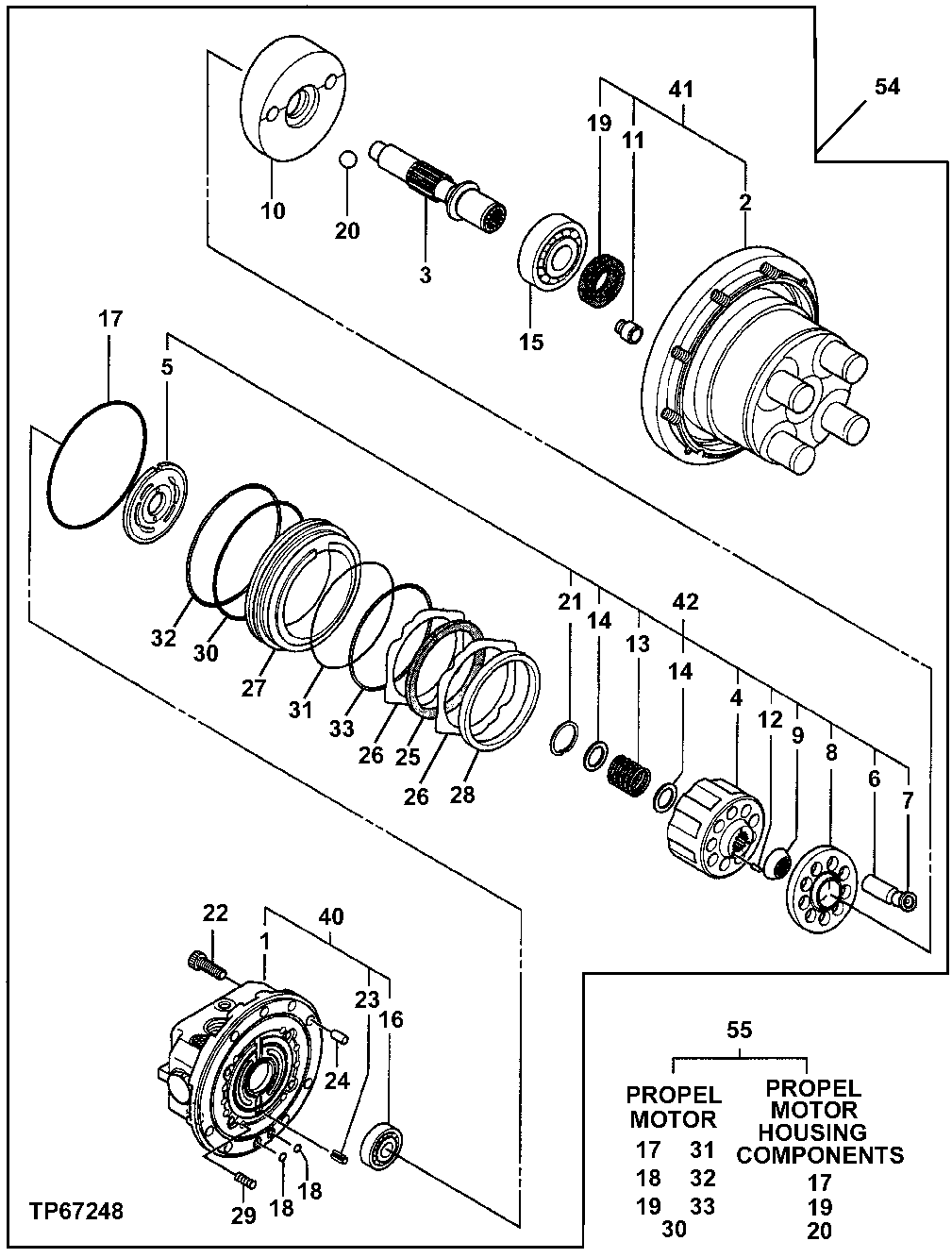 Схема запчастей John Deere 7ZTS - 11 - Propel Motor Components 0260 HYDRAULIC SYSTEM