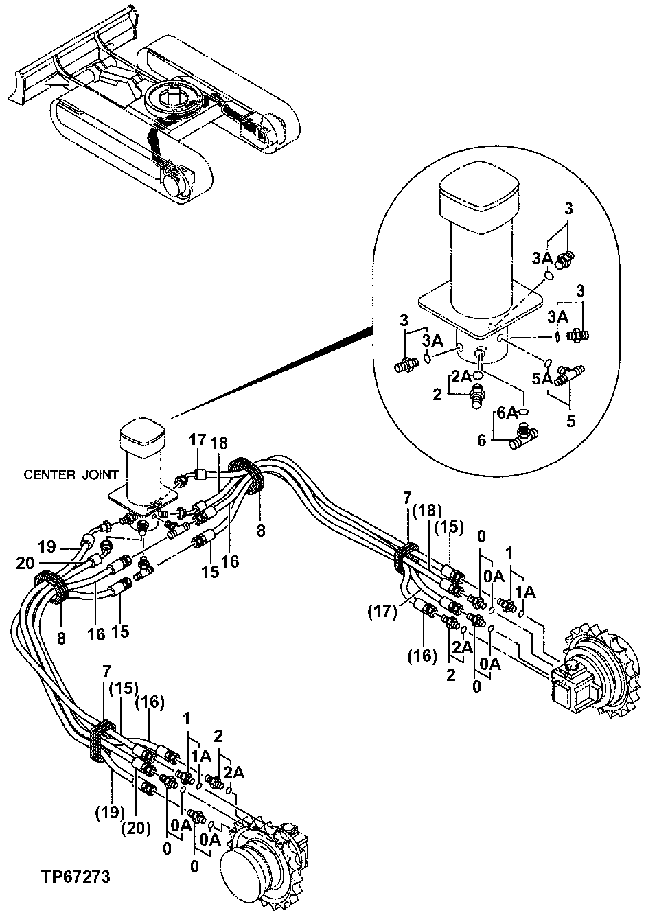 Схема запчастей John Deere 7ZTS - 13 - TRAVEL PIPINGS 0260 HYDRAULIC SYSTEM