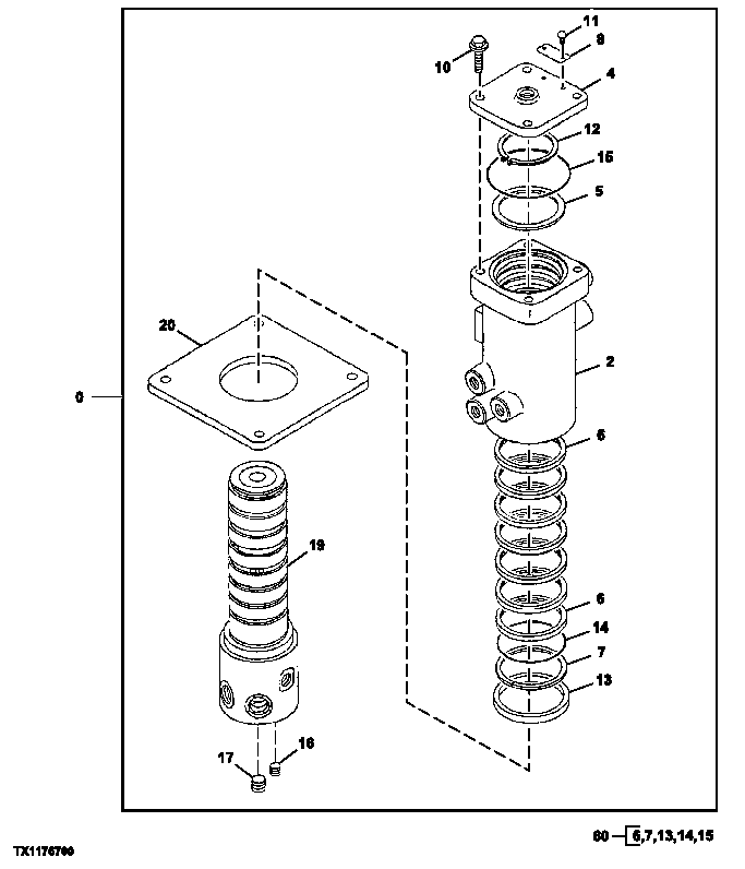 Схема запчастей John Deere 7ZTS - 14 - ROTARY MANIFOLD 0260 HYDRAULIC SYSTEM