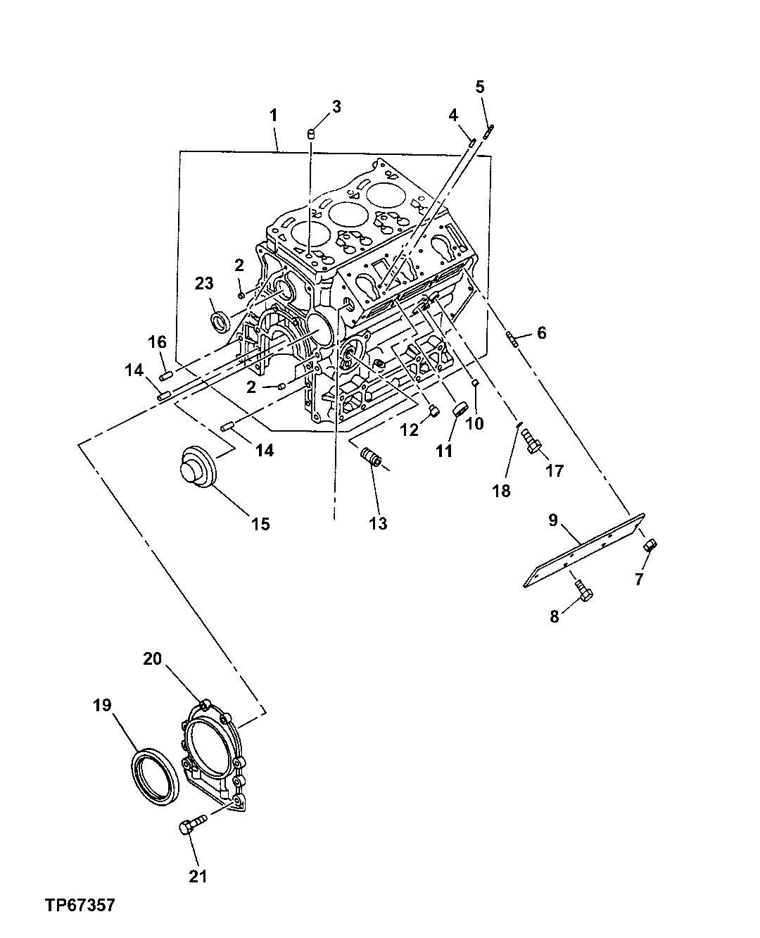 Схема запчастей John Deere 7ZTS - 26 - CYLINDER BLOCK (CONTINUED) 0404 Cylinder Block