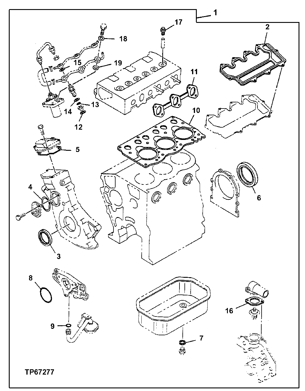 Схема запчастей John Deere 7ZTS - 43 - ENGINE OVERHAUL GASKET SET 0452 Gasket Replacement Kits