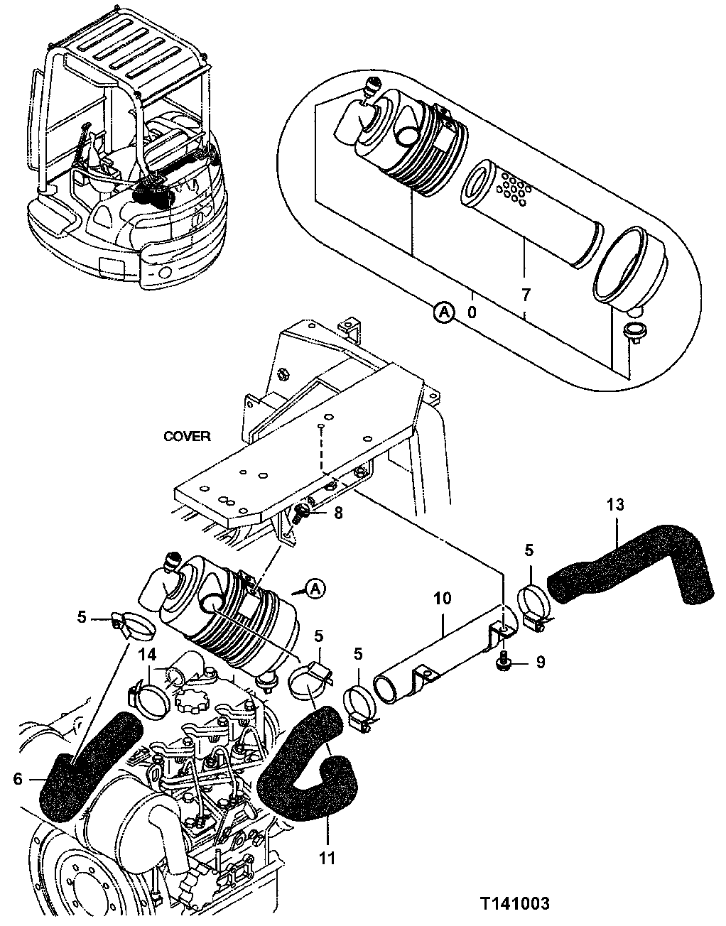 Схема запчастей John Deere 7ZTS - 48 - Air Cleaner 0520 Intake System