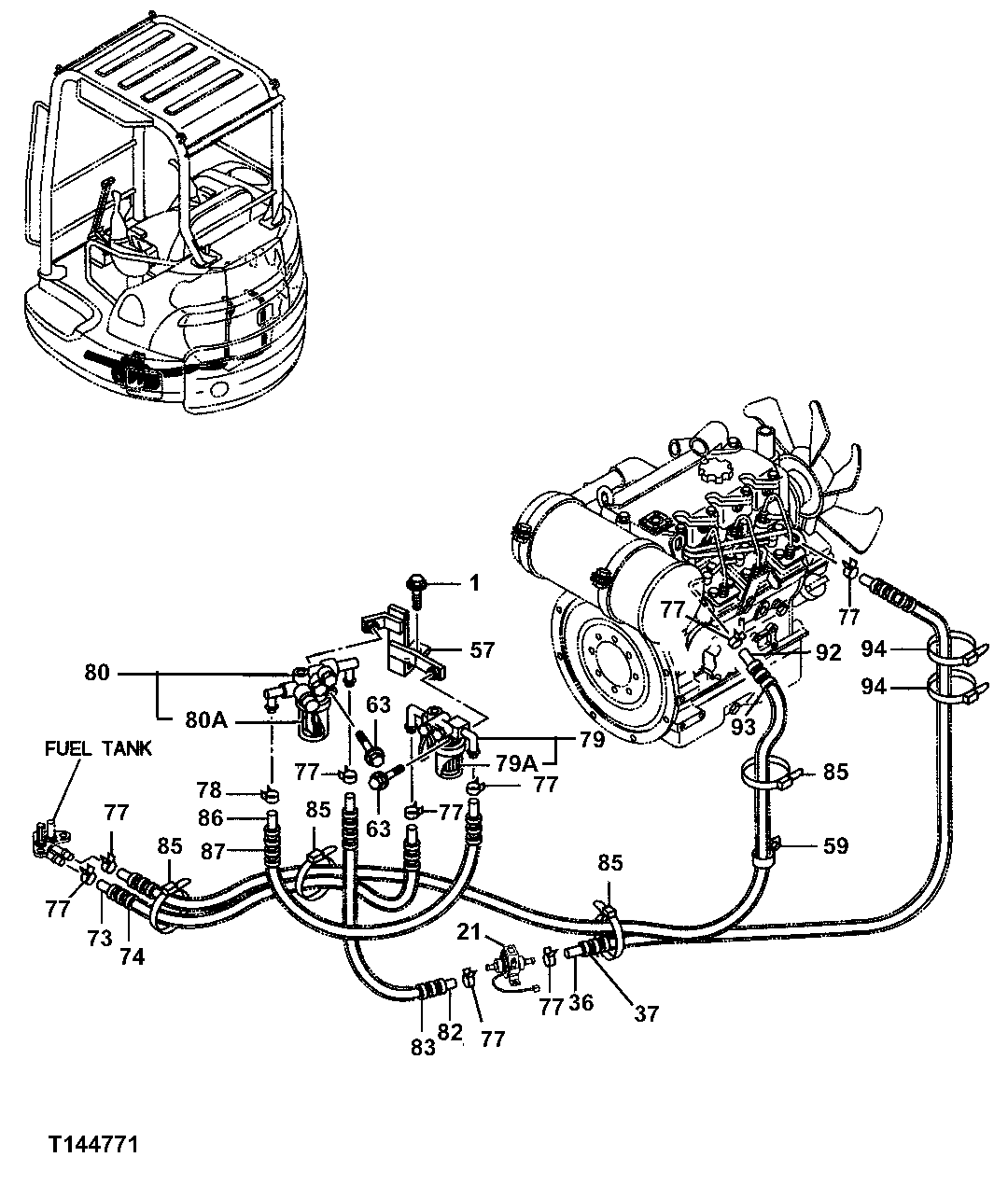 Схема запчастей John Deere 7ZTS - 53 - FUEL PIPINGS 0560 External Fuel Supply Systems