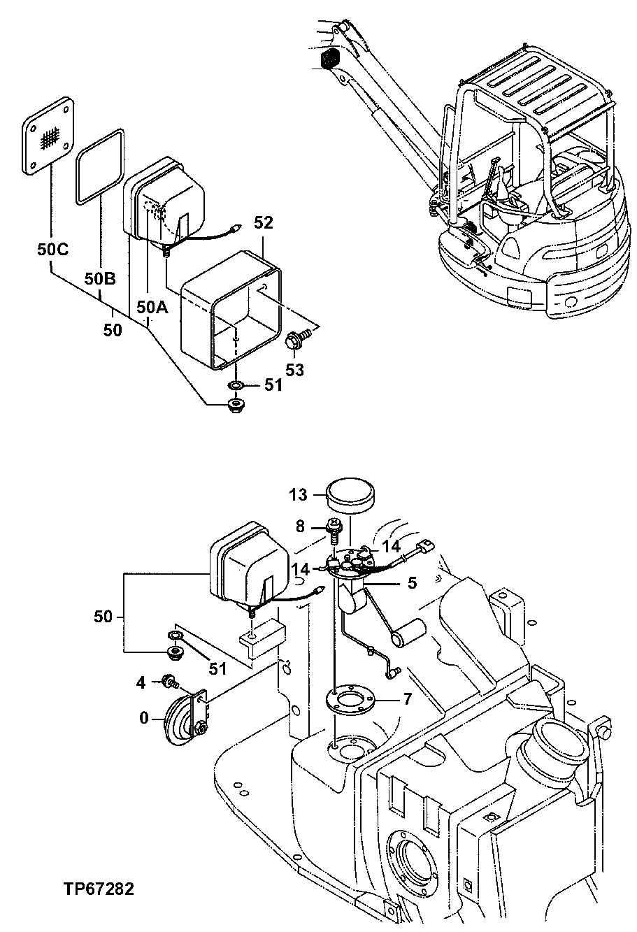 Схема запчастей John Deere 7ZTS - 59 - ELECTRIC PARTS 1674 Wiring Harness And Switches