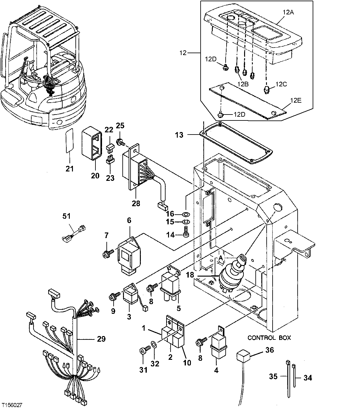 Схема запчастей John Deere 7ZTS - 61 - ELECTRIC PARTS 1674 Wiring Harness And Switches