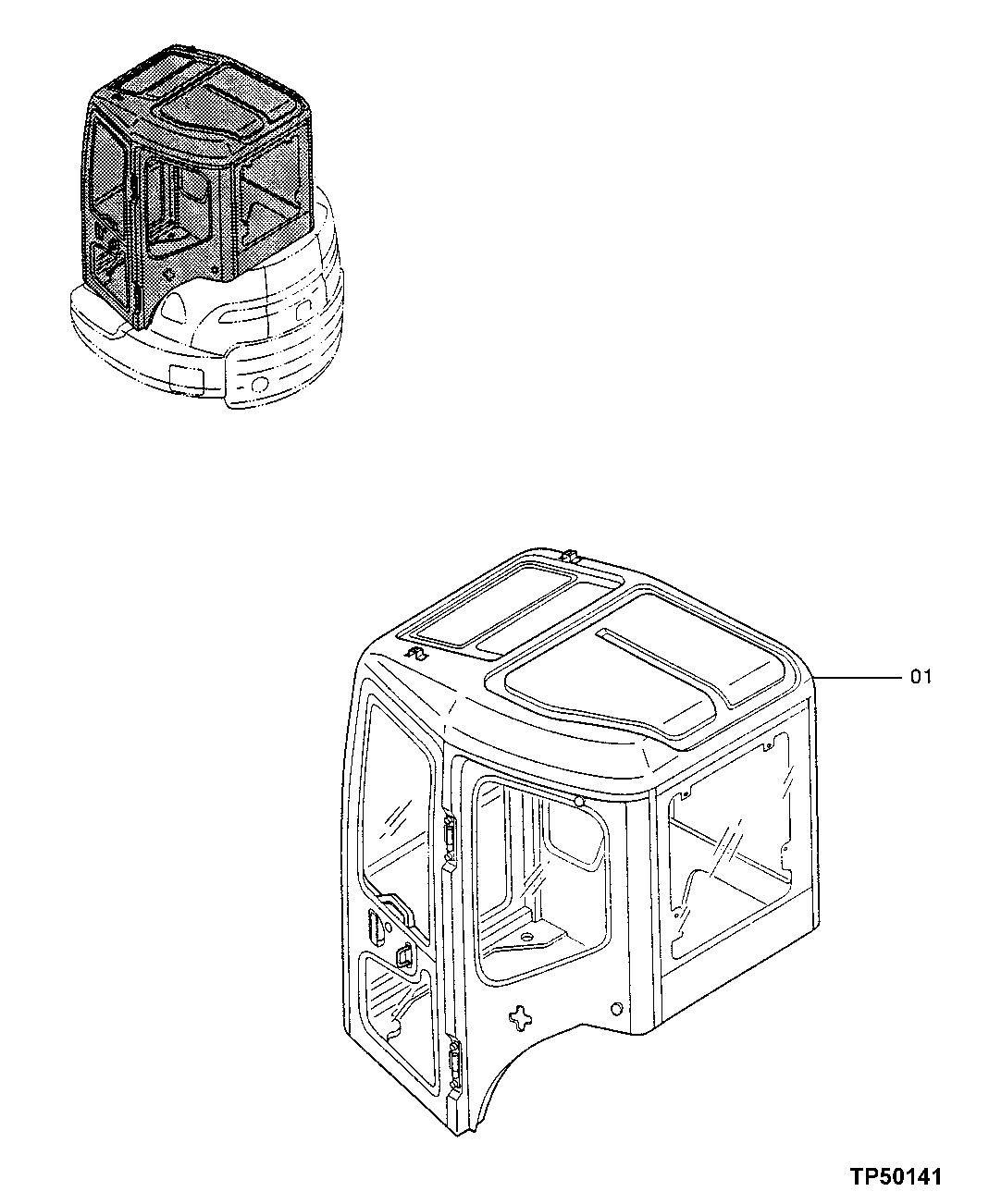 Схема запчастей John Deere 7ZTS - 68 - Cab 1810 Operator Enclosure