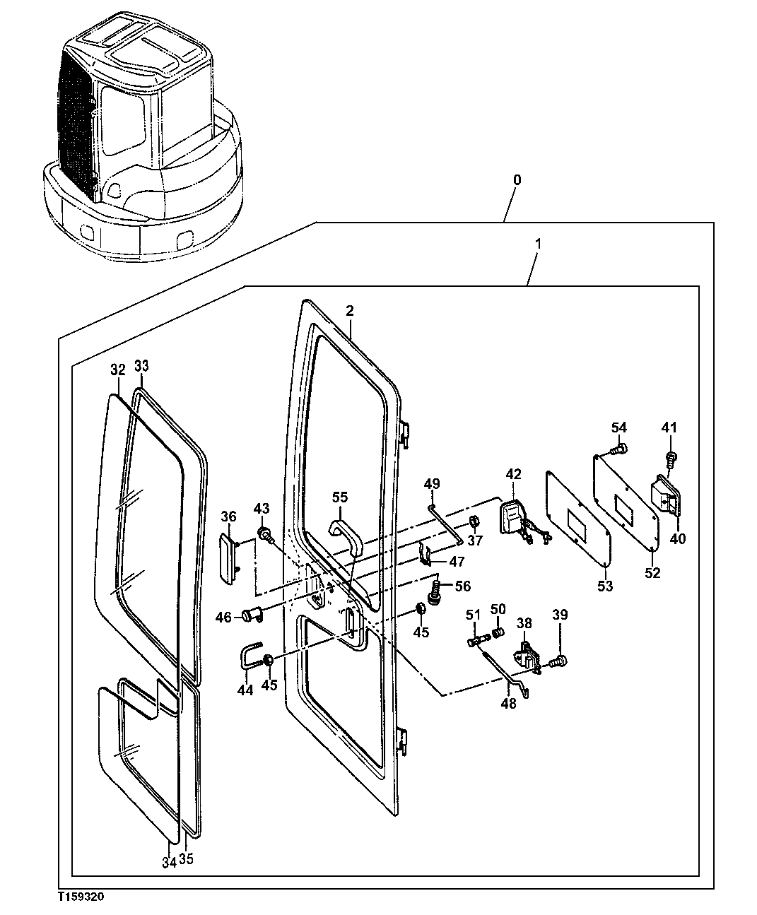 Схема запчастей John Deere 7ZTS - 72 - Cab Components 1810 Operator Enclosure