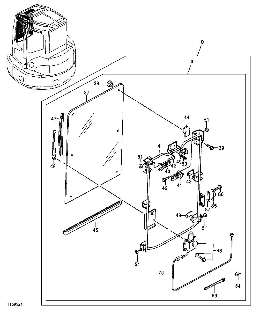 Схема запчастей John Deere 7ZTS - 73 - Cab Components 1810 Operator Enclosure