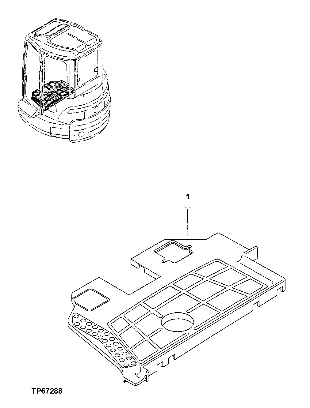 Схема запчастей John Deere 7ZTS - 75 - Floor Mat (Cab) 1810 Operator Enclosure