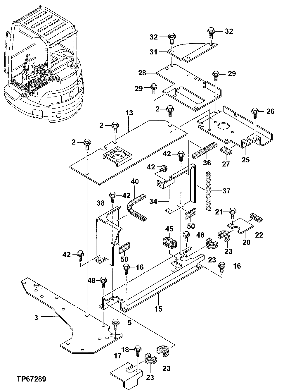 Схема запчастей John Deere 7ZTS - 76 - FLOOR PARTS 1810 Operator Enclosure