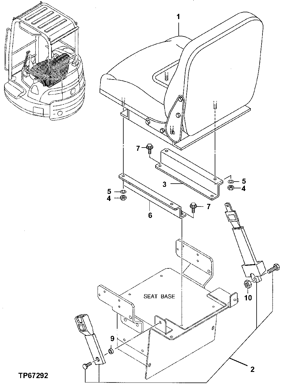 Схема запчастей John Deere 7ZTS - 80 - Seat 1821 SEAT AND SEAT BELT