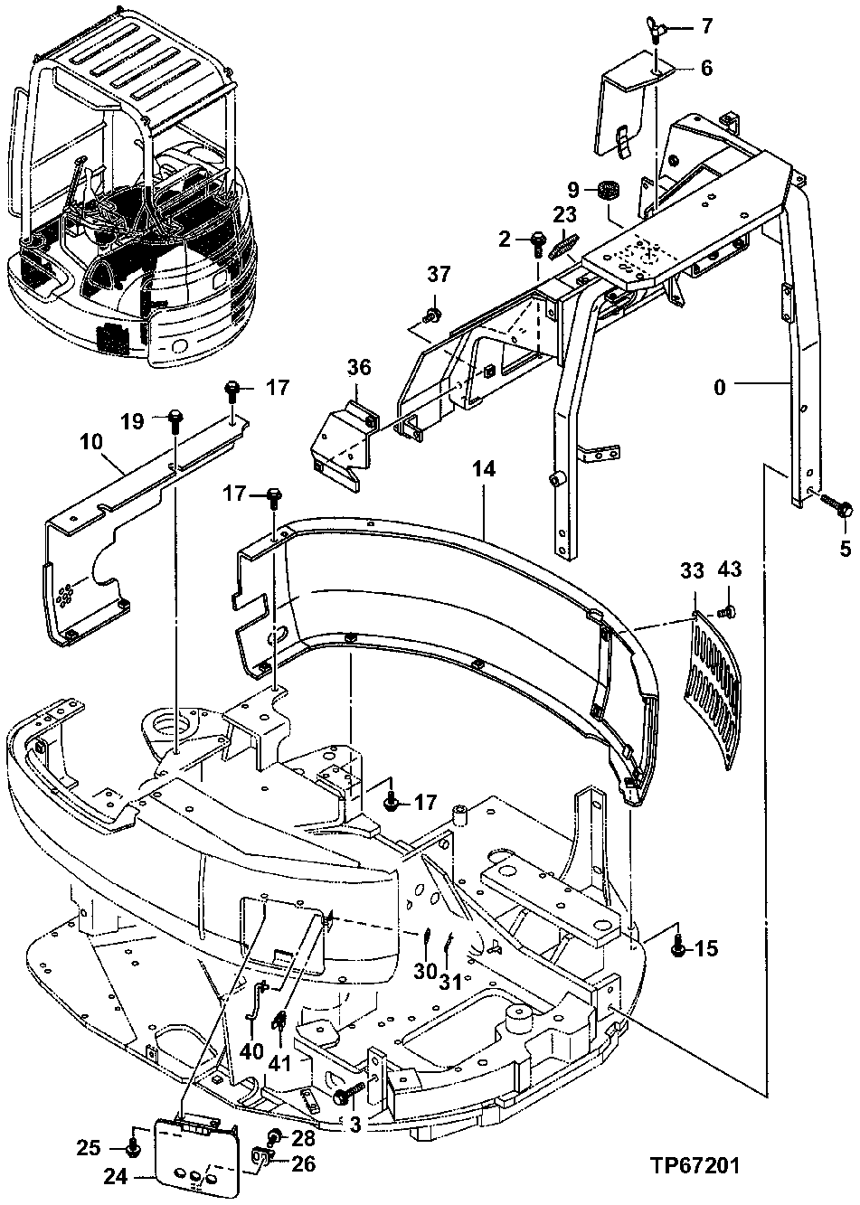 Схема запчастей John Deere 7ZTS - 87 - Cover 1910 Hood Or Engine Enclosure