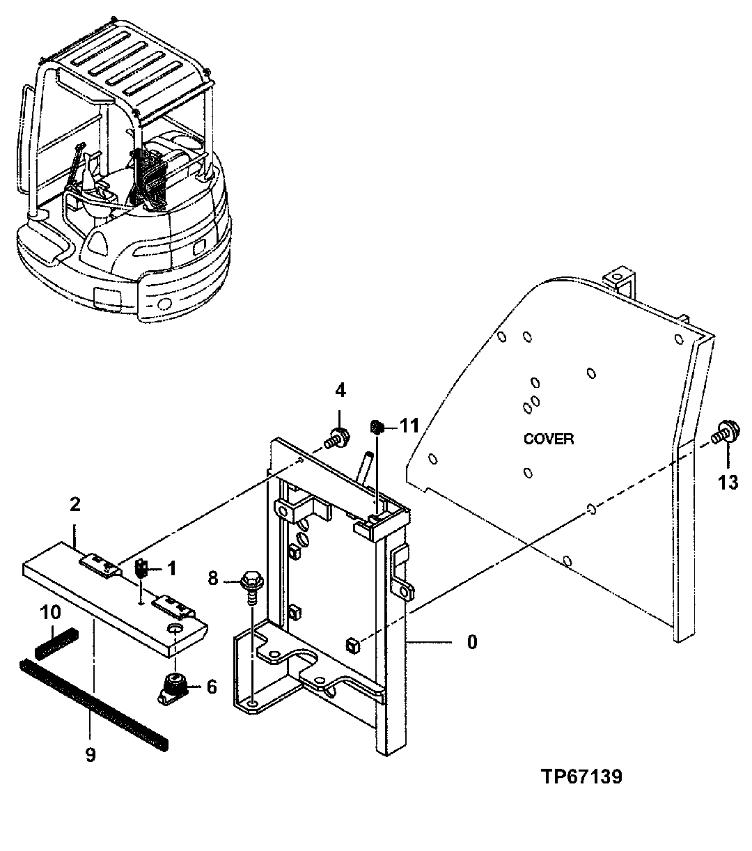 Схема запчастей John Deere 7ZTS - 93 - VANDAL COVER (TOPS) 1910 Hood Or Engine Enclosure